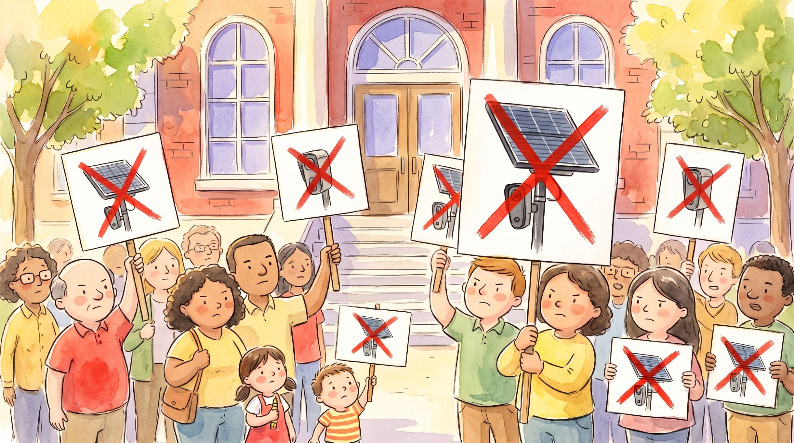 People protesting the panopticon