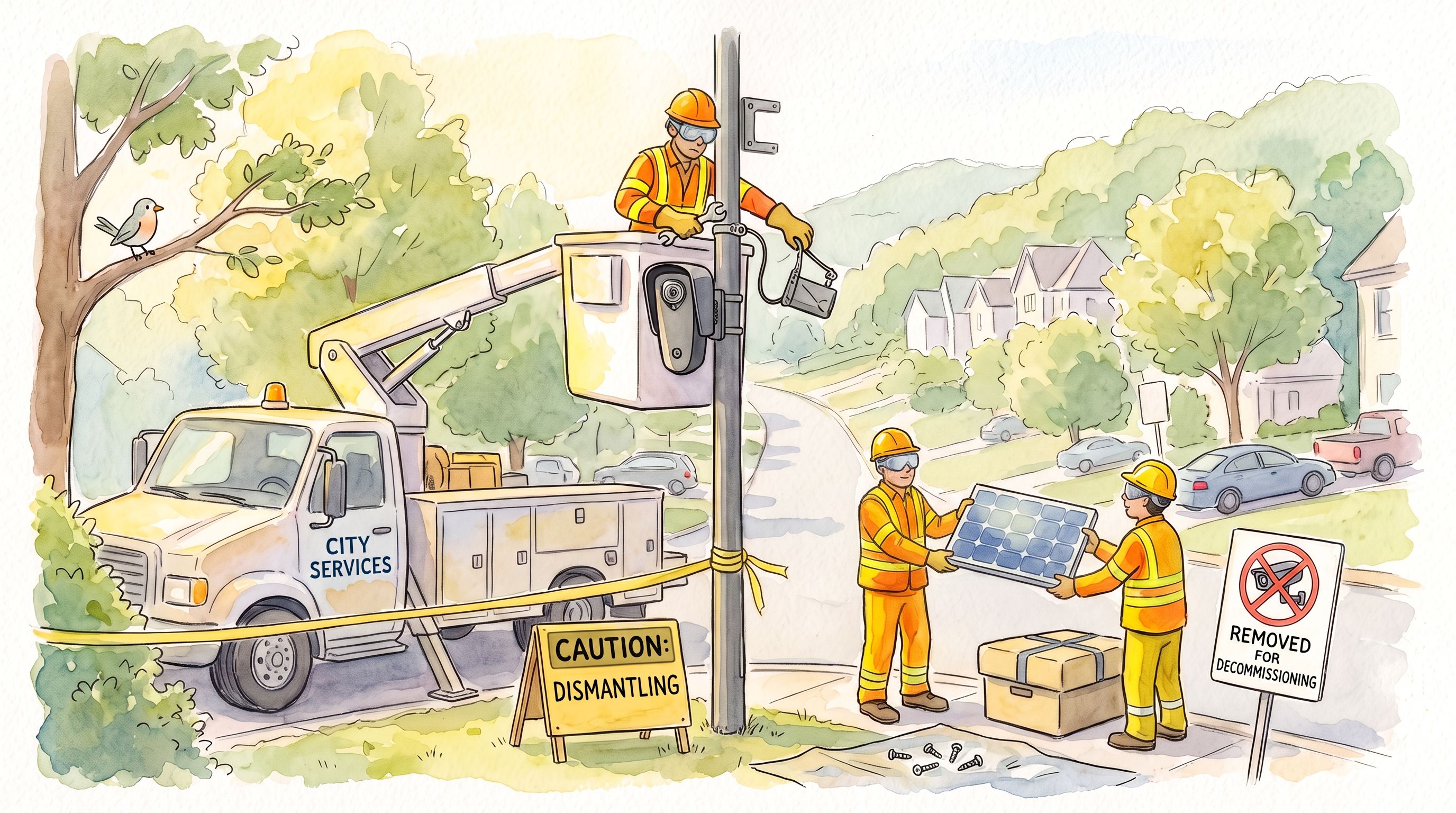 A camera being removed by the city